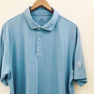 Peter Millar Seaside Wash Solid Polo Peruvian Pima Cotton Size L Light Blue